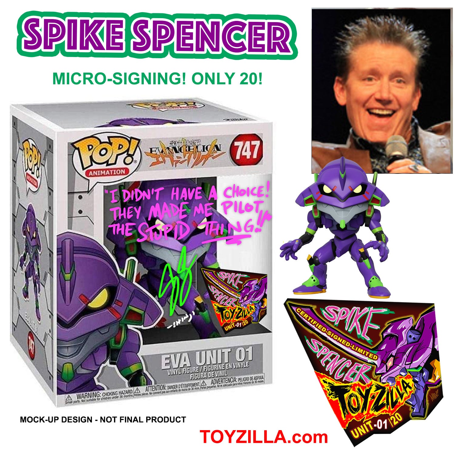 SIGNED Unit-01 EVANGELION Spike Spencer Funko POP IN STOCK