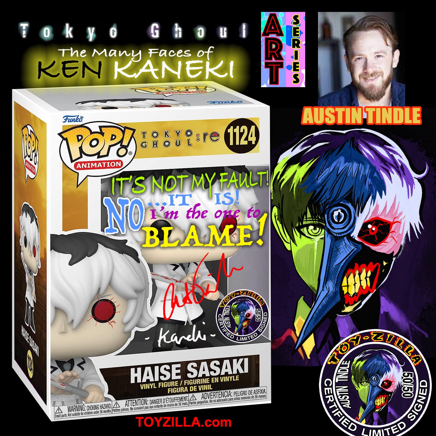 Signed HAISE Tokyo Ghoul ART Series AUSTIN TINDLE Funko POP LE50