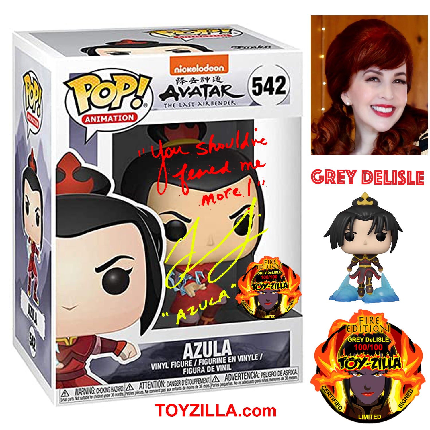SIGNED POP! AZULA GREY DeLISLE Limited Signed Edition 100 Avatar the Last  Airbender