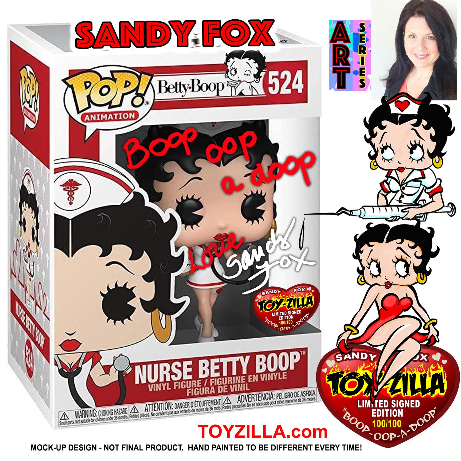 BETTY BOOP Sandy Fox SIGNED FUNKO POP Nurse ART Series