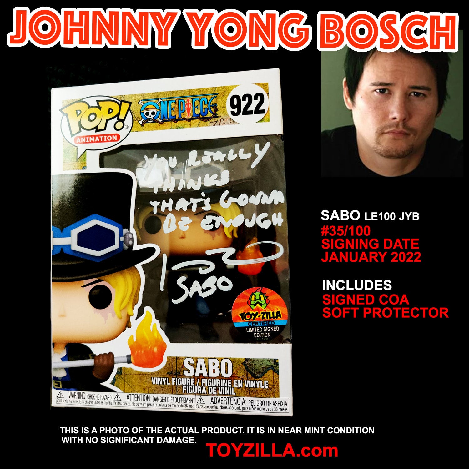 JOHNNY YONG BOSCH Signed SABO One Piece Funko POP 