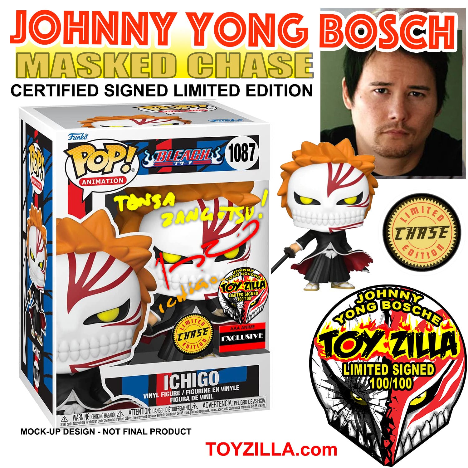 Signed MASKED CHASE ICHIGO Bleach AAA Funko POP JOHNNY YONG BOSCH |  TOYZILLA Site