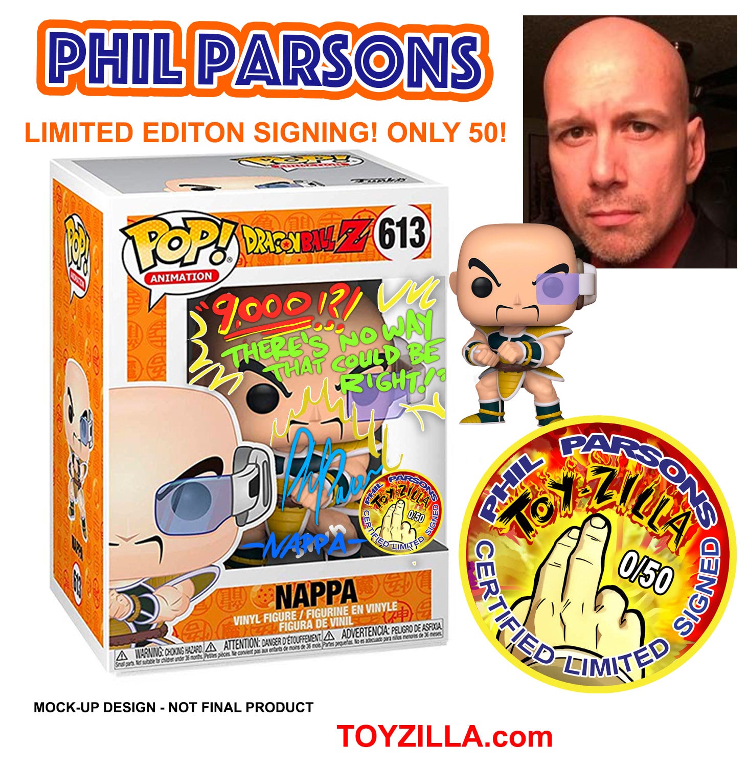 DBZ Nappa PHIL PARSONS SIGNED LE50 TOYZILLA Site