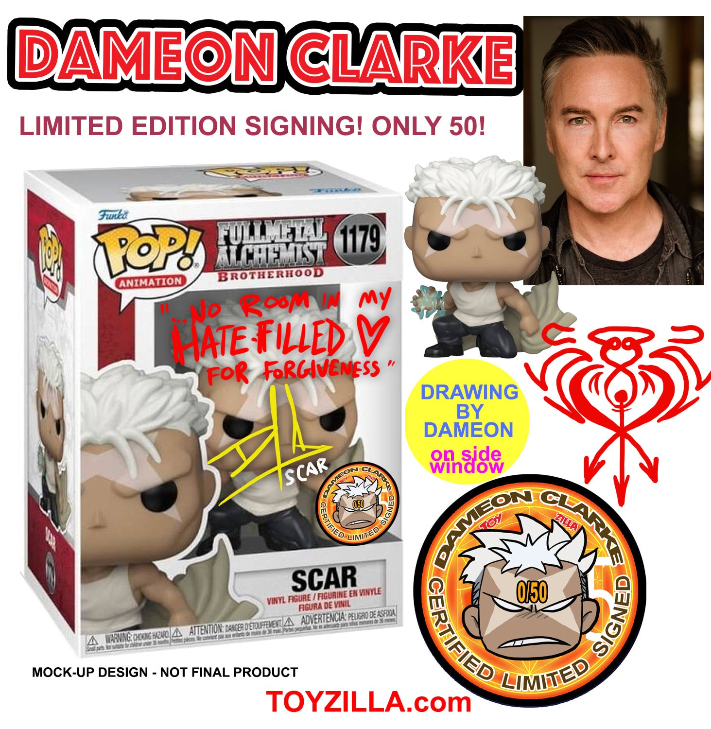 FMA5 SCAR Dameon Clarke SIGNED FullMetal Alchemist LE50 Funko POP TOYZILLA Site